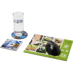 Combo 1 de alfombrilla para ratón y juego de posavasos Q-Mat®