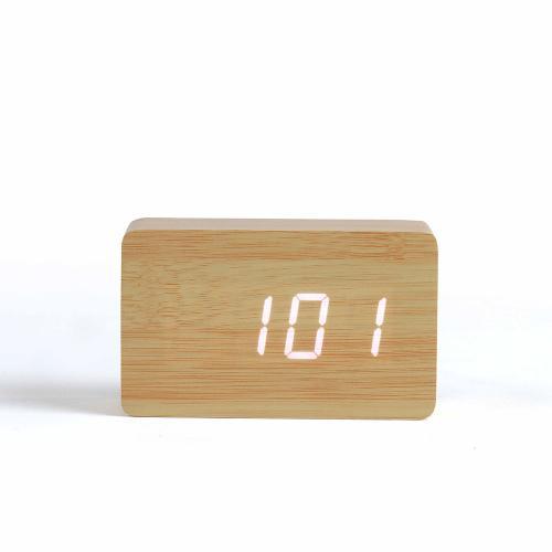 Reloj digital de madera personalizado, reloj despertador de madera