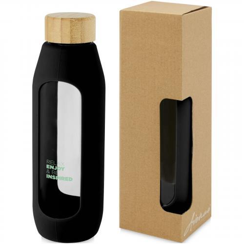 Botella de vidrio borosilicato con agarre de silicona de 600 ml Tidan
