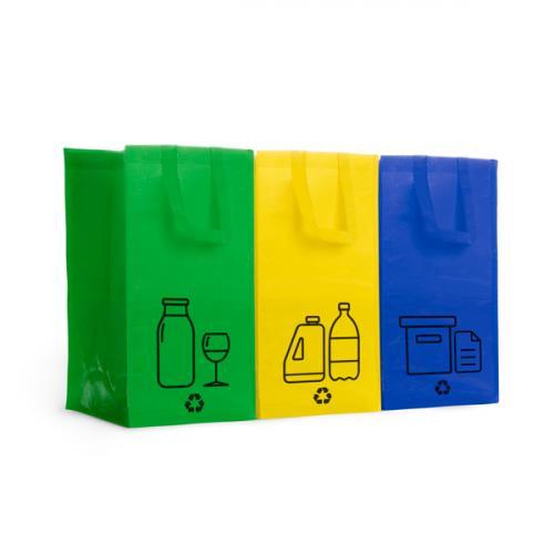 Set de 3 bolsas de reciclaje realizadas en resistente pp-woven