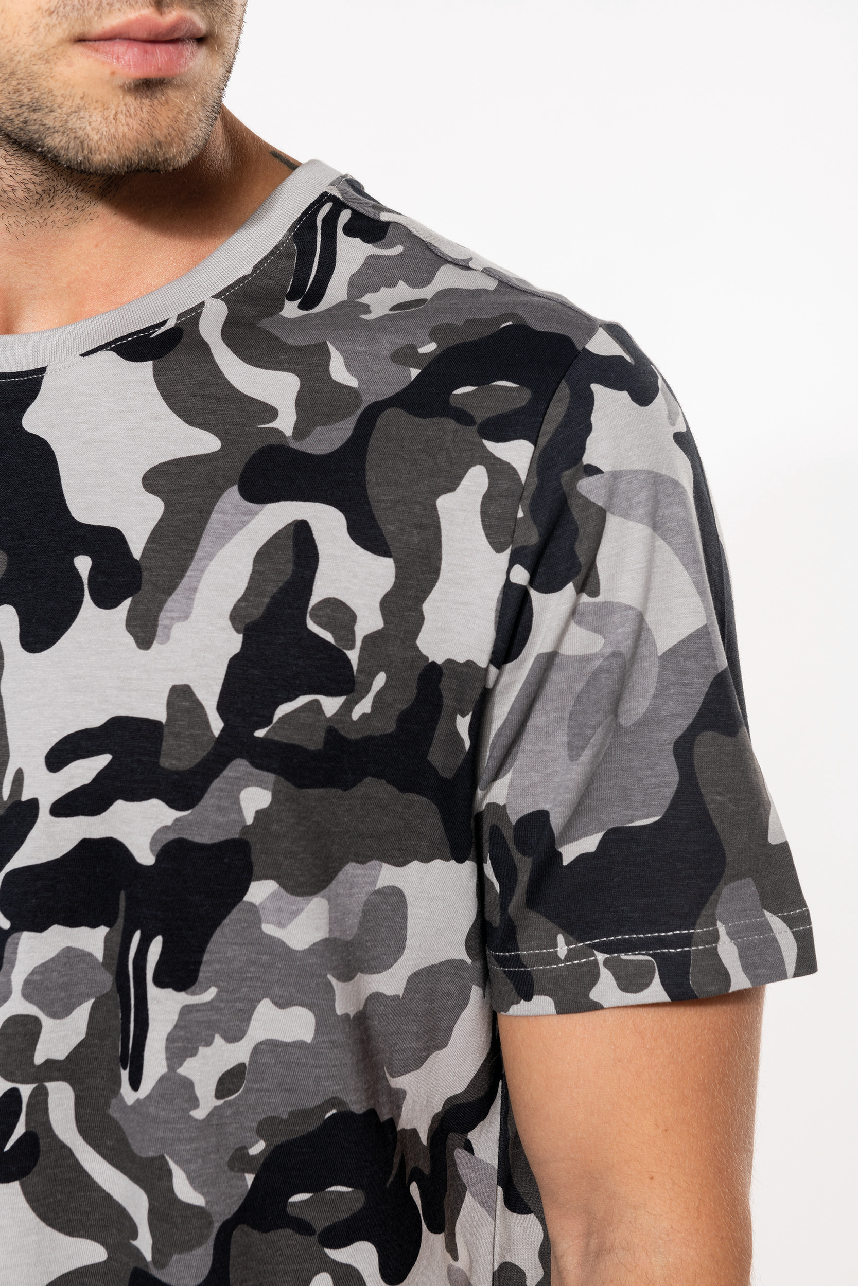 Camiseta de algodón de camuflaje para hombre