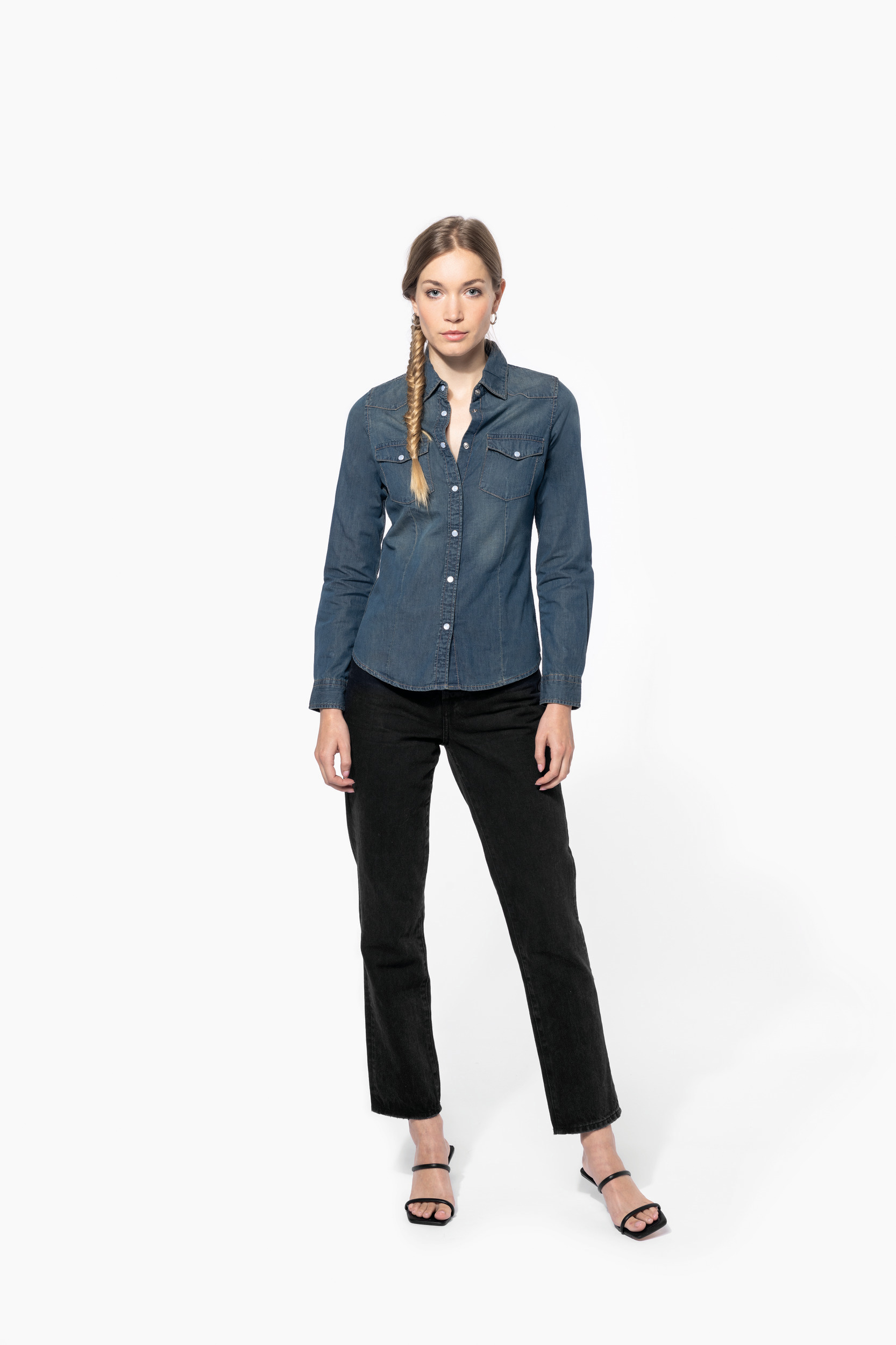 Camisa manga larga hotsell de jean mujer