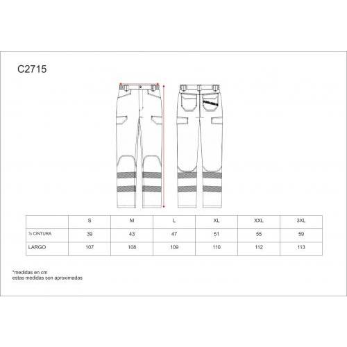 Pantalón multibolsillos combinado con alta visibilidad WORKTEAM C2715