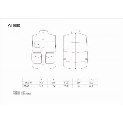 Chaleco linea 6 acolchado multibolsillos con detalles combinados WORKTEAM WF1680