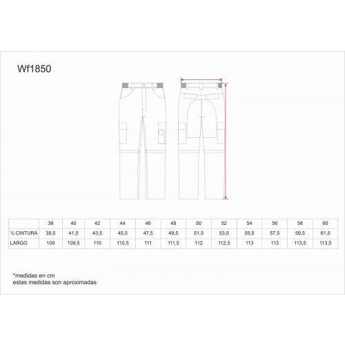 Pantalón linea 8 combinado multibolsillos con perneras desmontables WORKTEAM WF1850