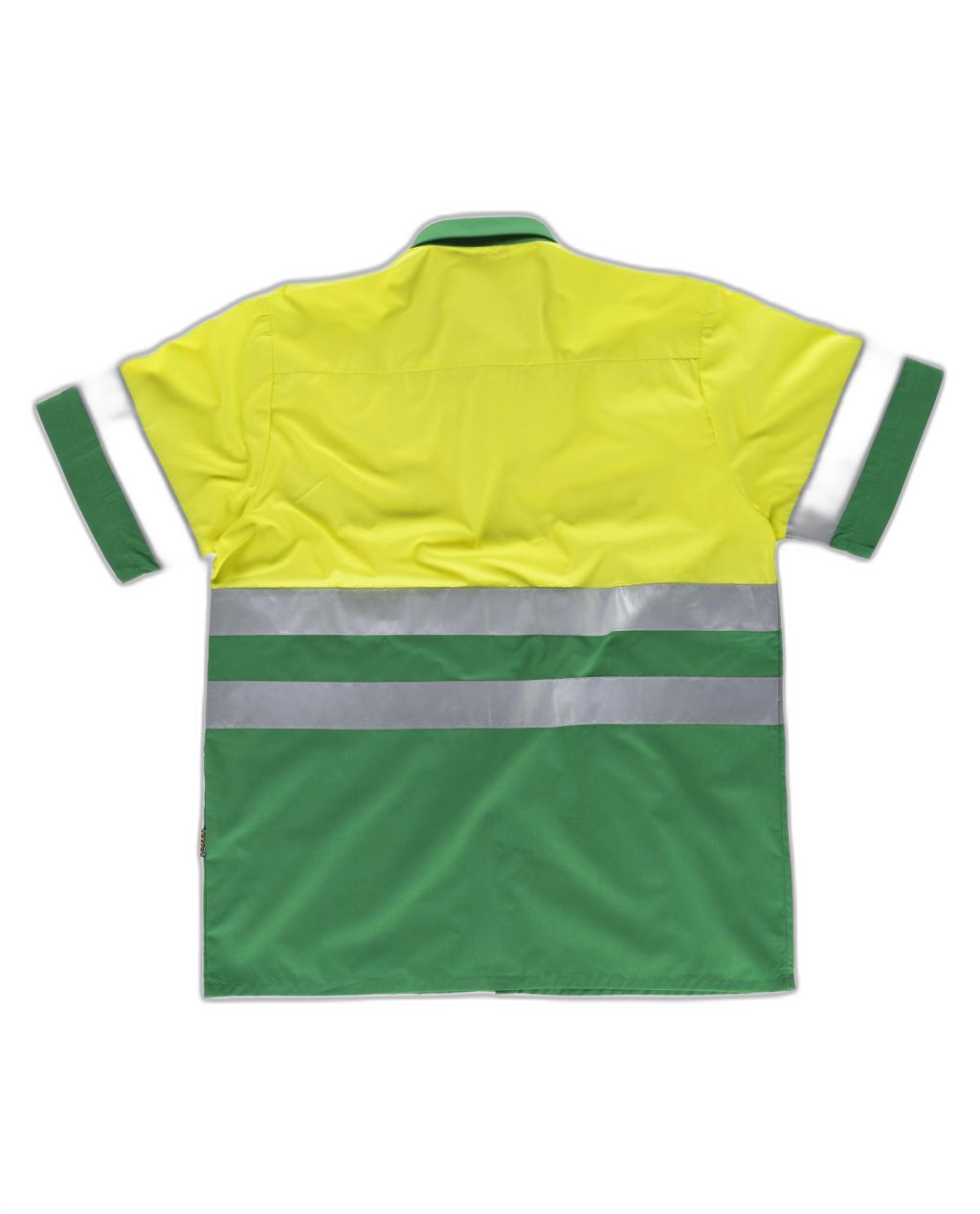 Camisa manga corta combinada con 2 bolsos de pecho y con cintas reflectantes WORKTEAM C3812