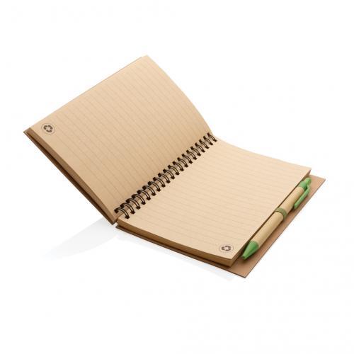 Cuaderno de espiral kraft con bolígrafo 13,3x2cm