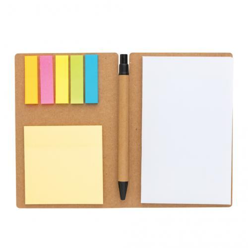 Cuaderno de notas adhesivas Kraft A6 con bolígrafo