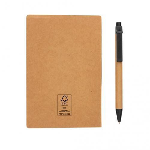 Cuaderno de notas adhesivas Kraft A6 con bolígrafo